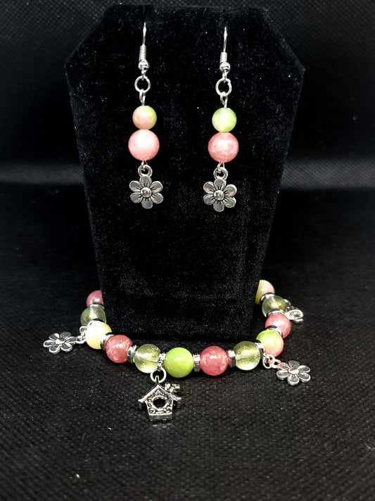 Spring Charm Bracelet and Earring Set