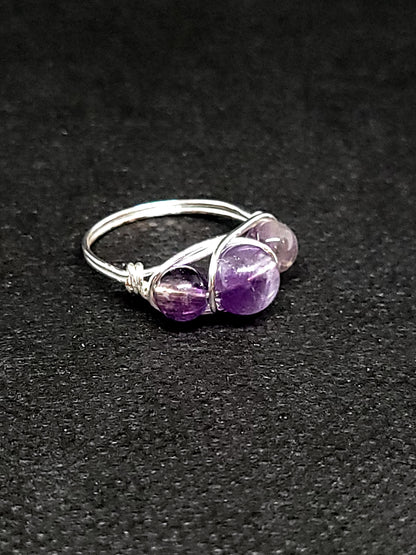 Wire Wrapped Triple Stone Ring