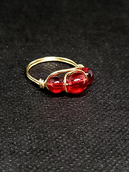Wire Wrapped Triple Stone Ring